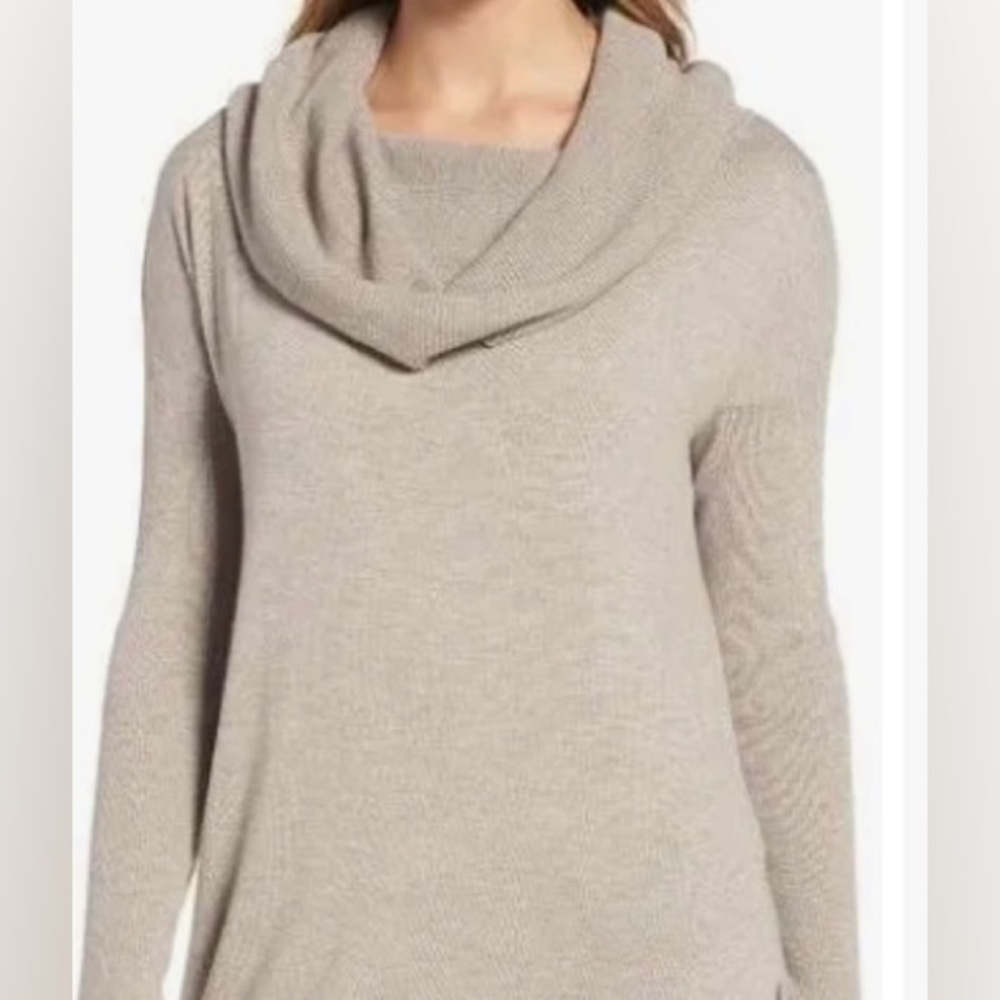 Barefoot Dreams CozyChic ultra lite coastal cowl neck tunic dark khaki XL